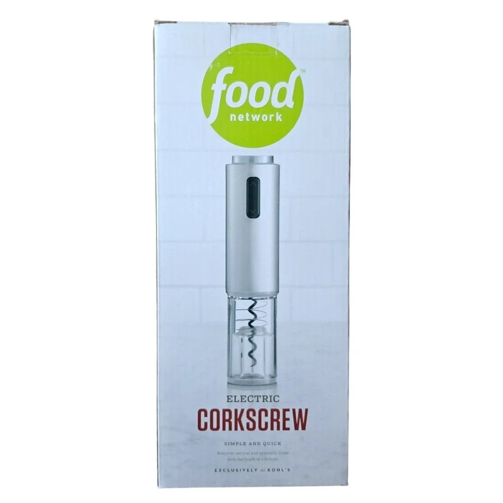 Food Network NEW Electric Corkscrew Red Cordless Wine Opener with Charging Stand